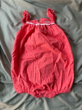 Toddler girl Coral Cotton Romper